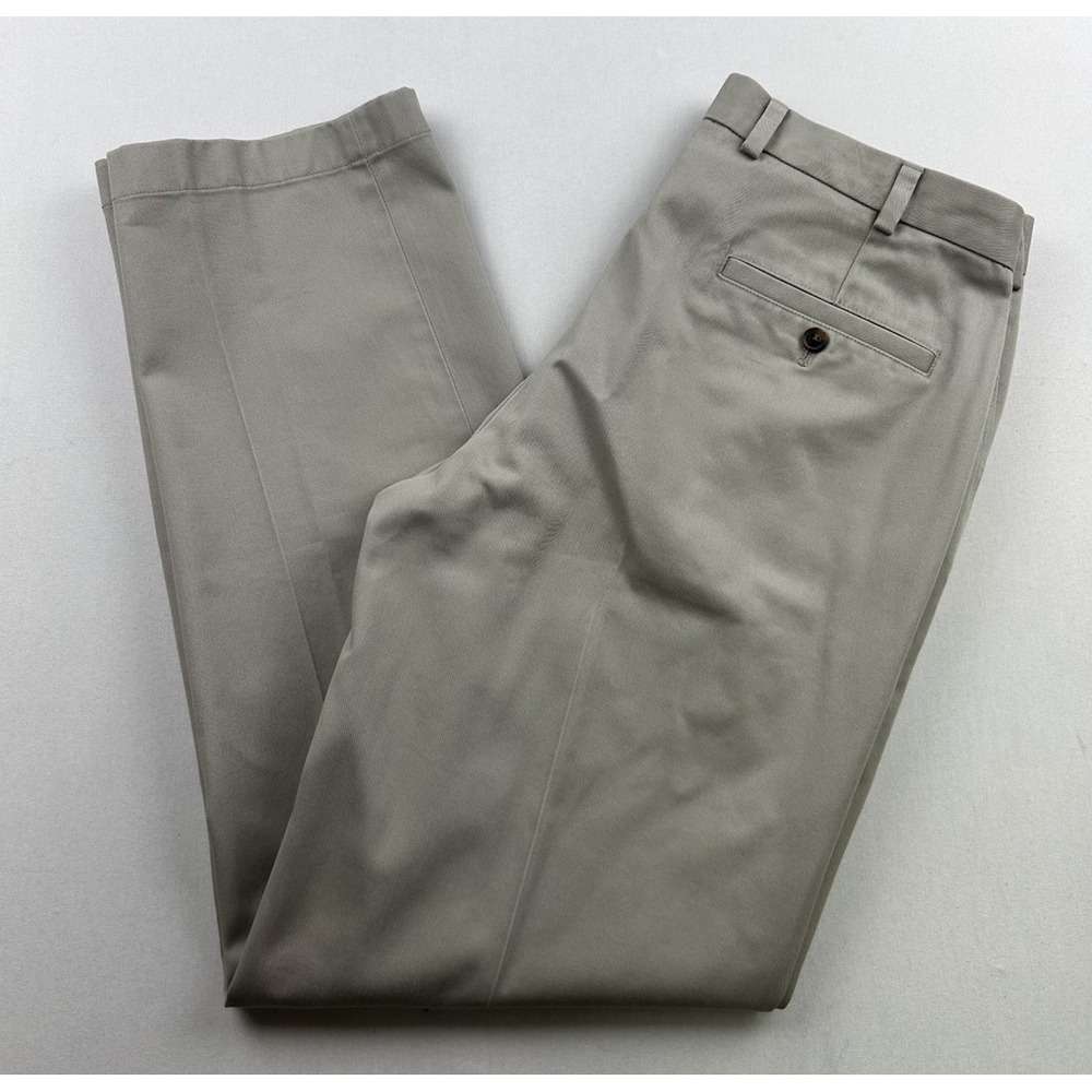 Brooks Brothers Advantage Chino Clark Pants Men's 35x32 Beige Khaki Flat‎ Front